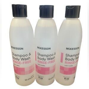 McKesson Rinse-Free Shampoo & Body Wash Unisex Light Floral Scent 8 oz Set Of 3